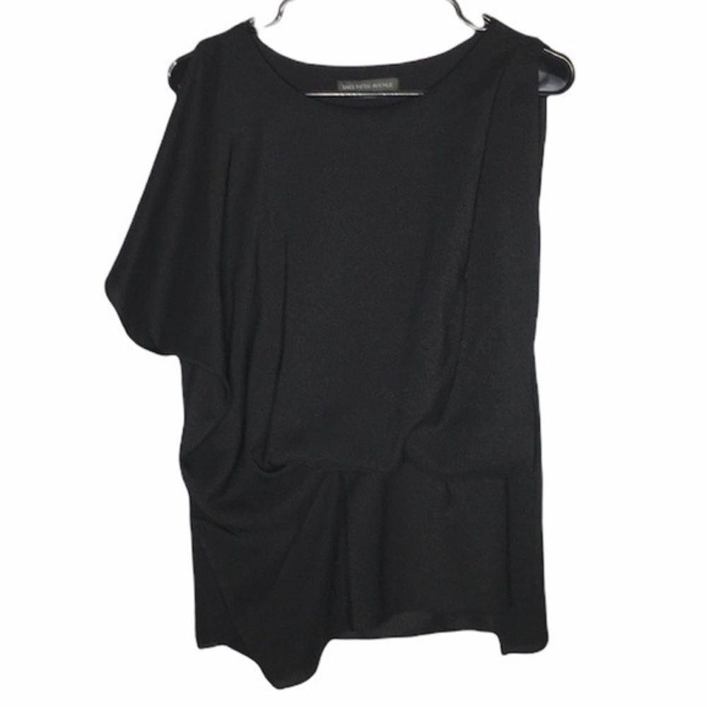 SAKS FIFTH AVENUE black asymmetrical flutter top
